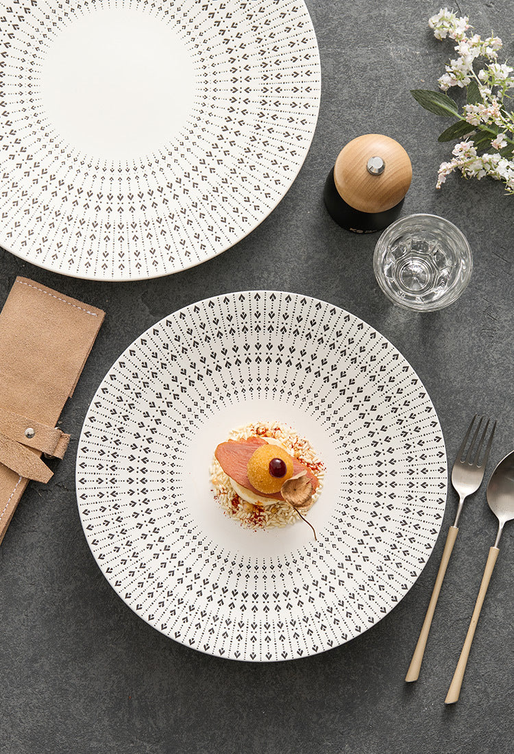 White Glazed Ceramic Dinner Plate – Heart Pattern Design