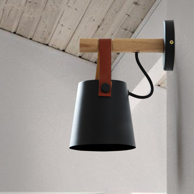 Maison Nuna | Nordic Wall Lamp with Wooden Arm & Leather Strap