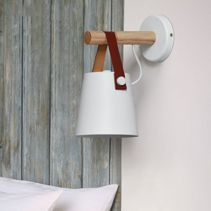 Maison Nuna | Nordic Wall Lamp with Wooden Arm & Leather Strap