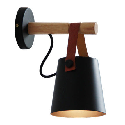 Maison Nuna | Nordic Wall Lamp with Wooden Arm & Leather Strap