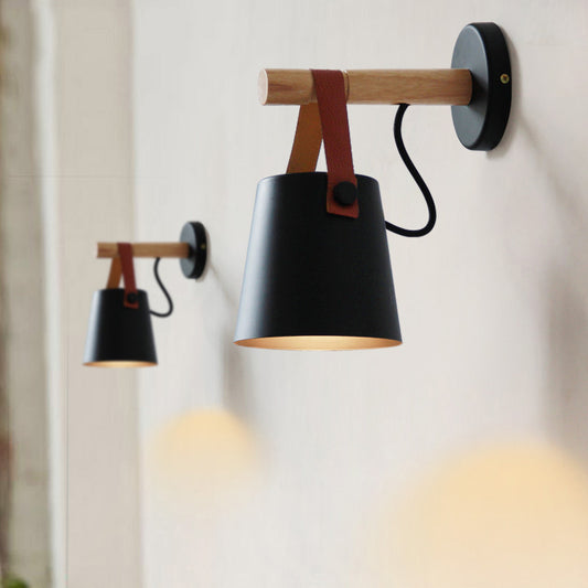 Maison Nuna | Nordic Wall Lamp with Wooden Arm & Leather Strap