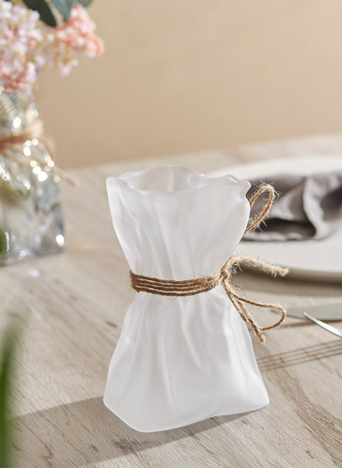 Wrinkled Glass Vase with Twine