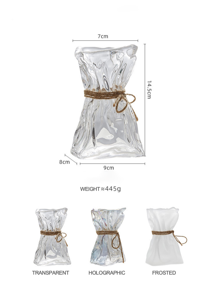 Wrinkled Glass Vase with Twine