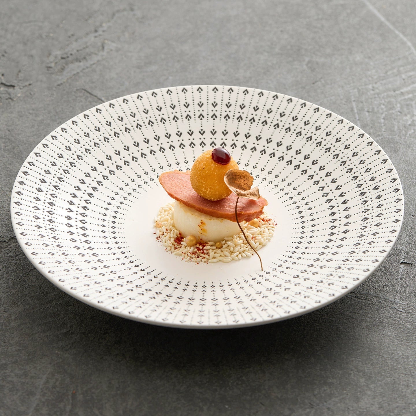 White Glazed Ceramic Dinner Plate – Heart Pattern Design